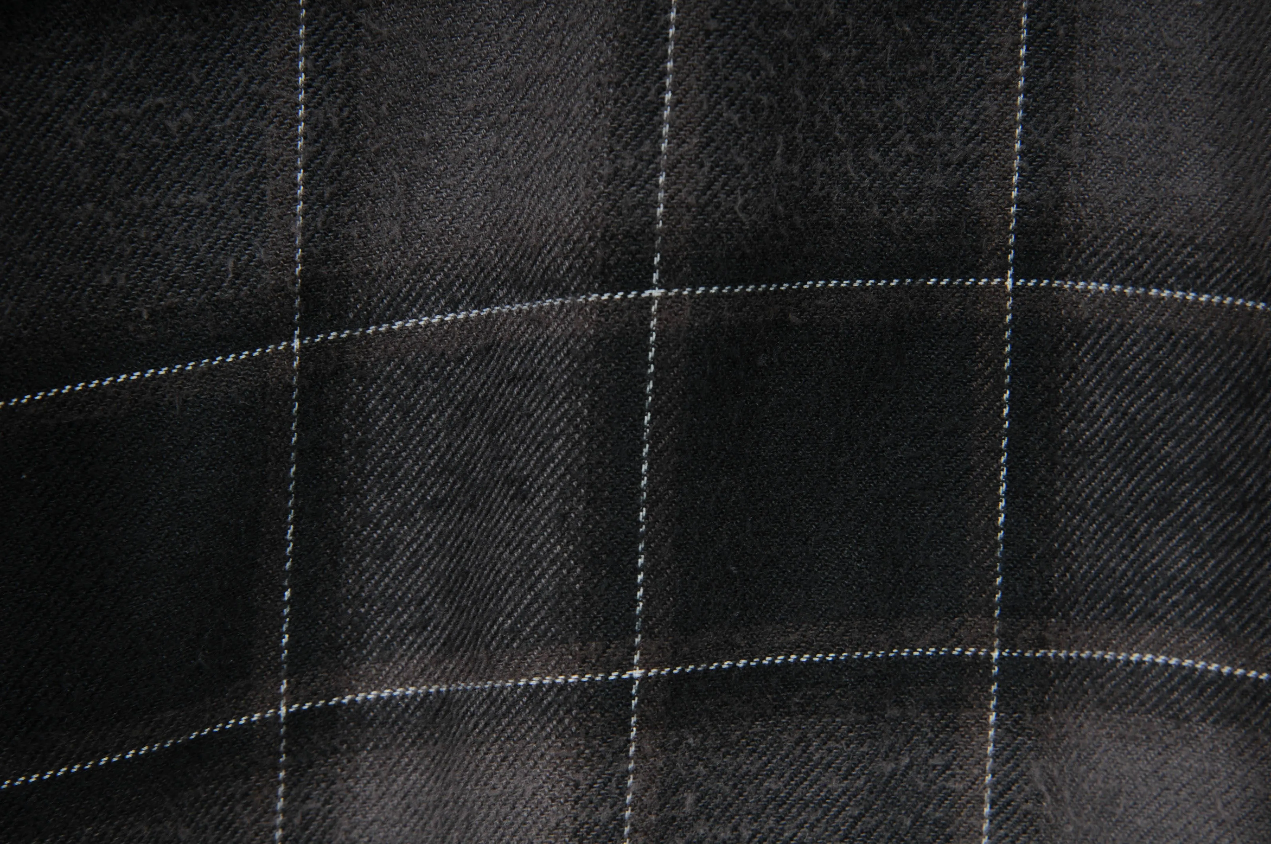 Black Windowpane Distressed Flannel Button Down Shirt