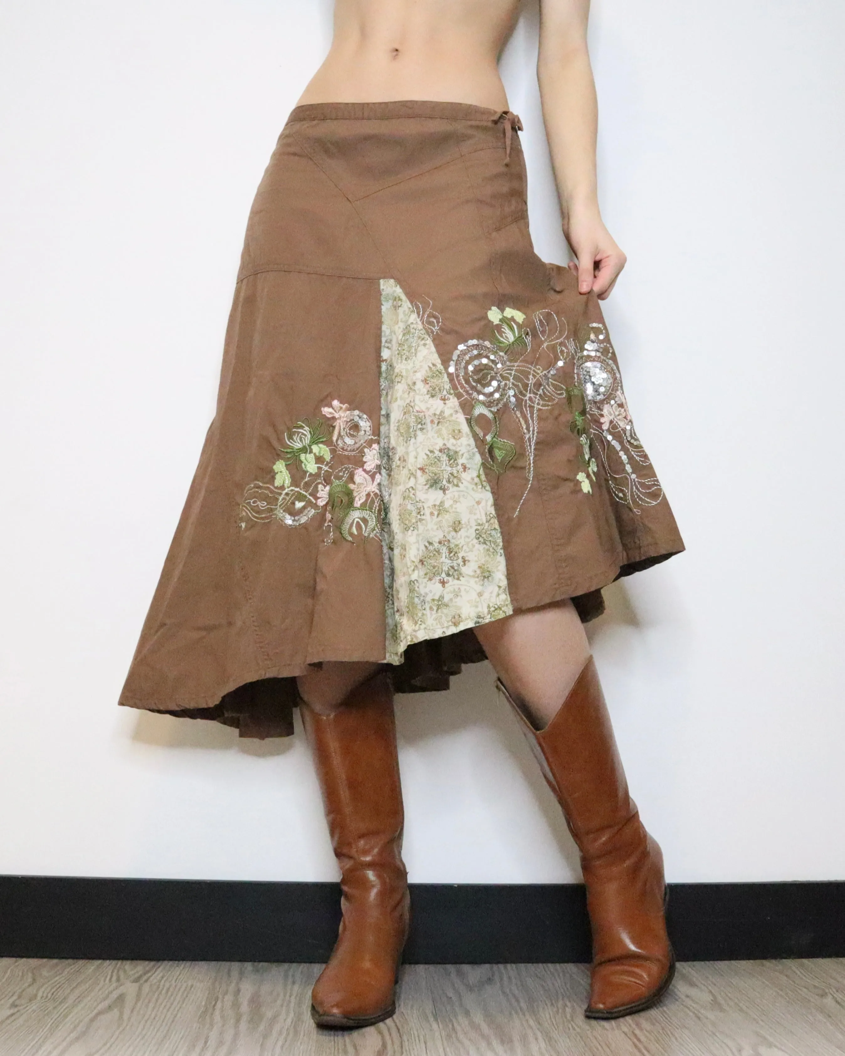 Brown Boho Maxi Skirt (Medium) 