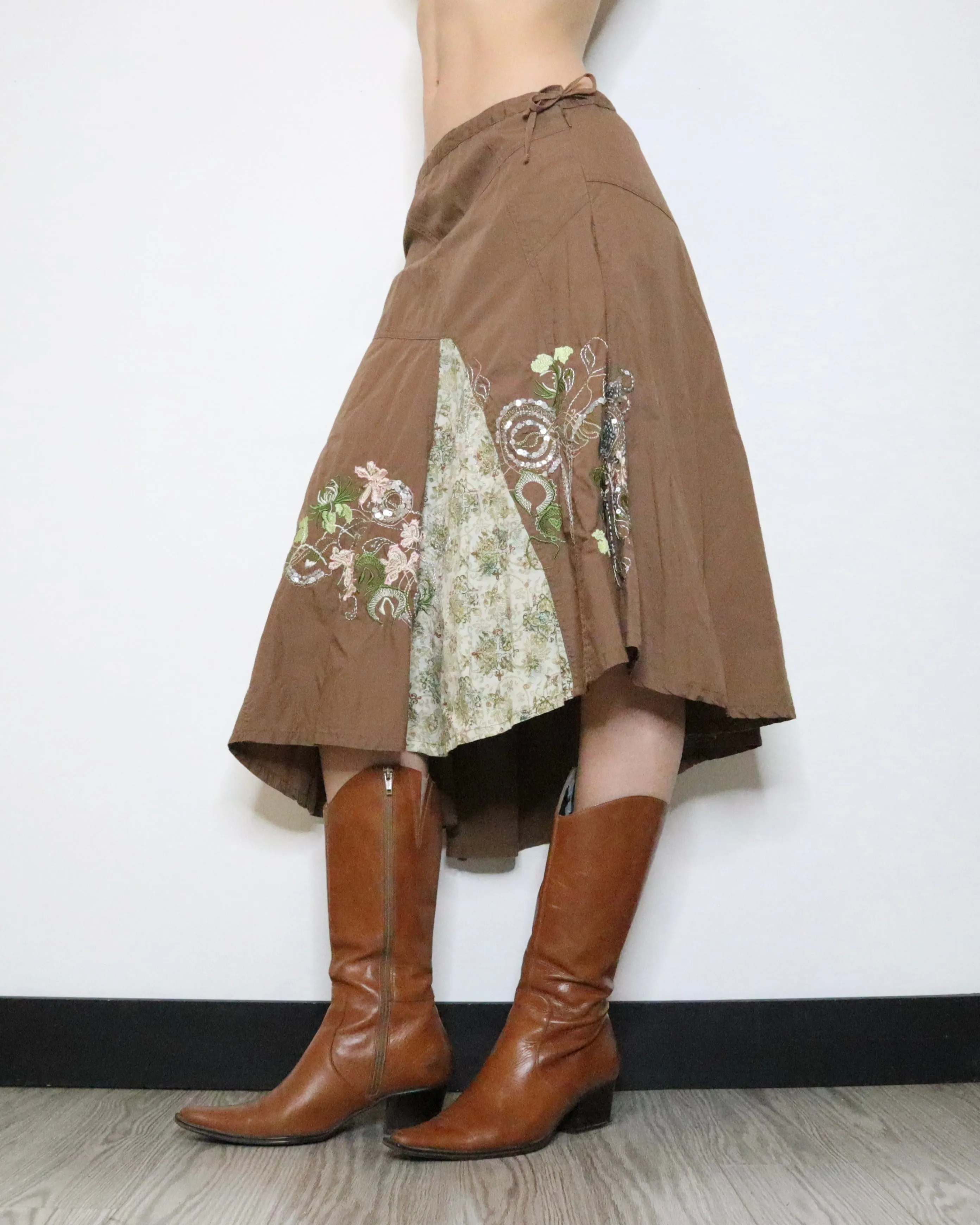 Brown Boho Maxi Skirt (Medium) 