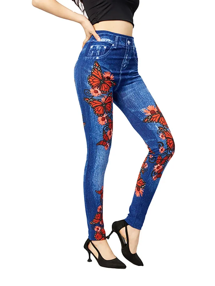 Butterfly Print High Waist Leggings