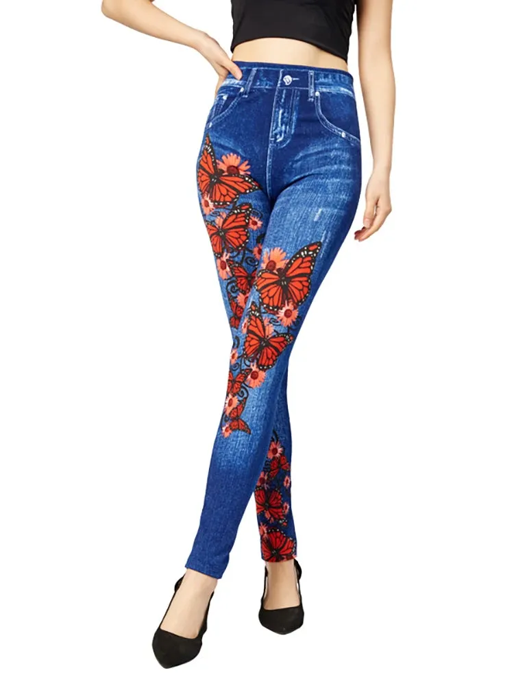 Butterfly Print High Waist Leggings