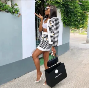 Classy Plaid Mini Skirt Set