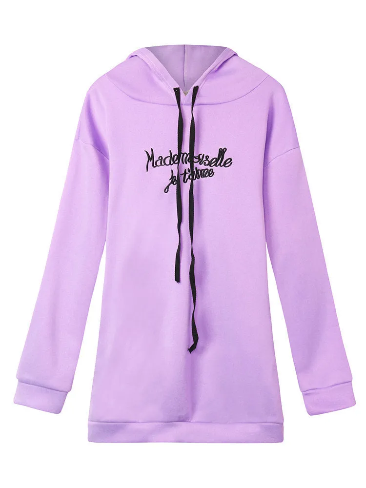 Embroidered Hooded Sweatshirt Dresses