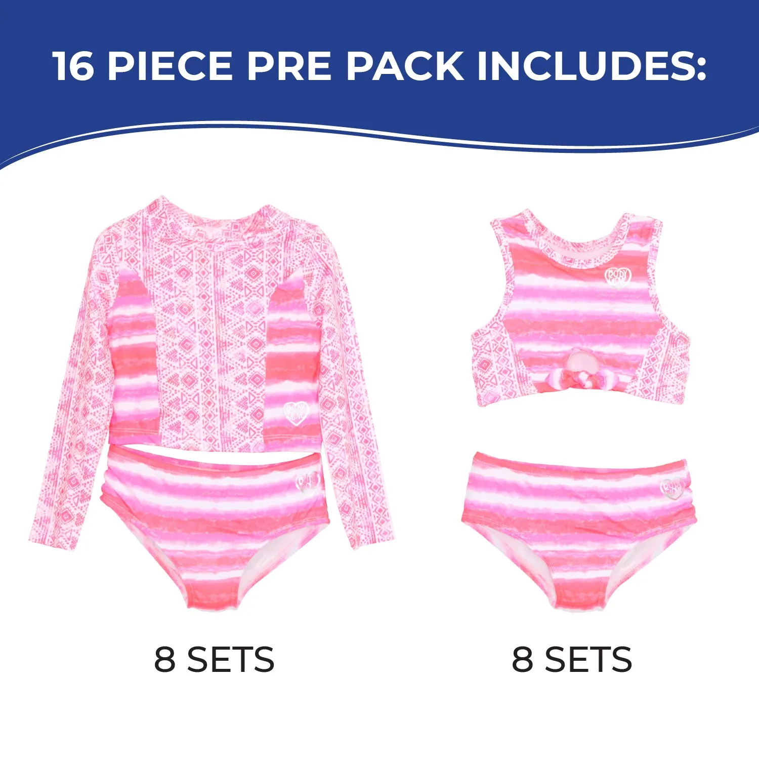 GX-BGS32 - Wholesale Little Girl's Tankini & Rash Guard Set