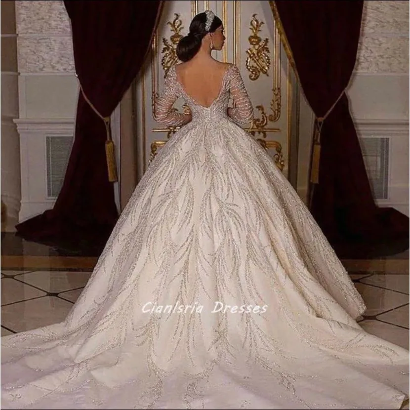 Julia Kui Custom Made Crystal Embroidered Wedding Dress