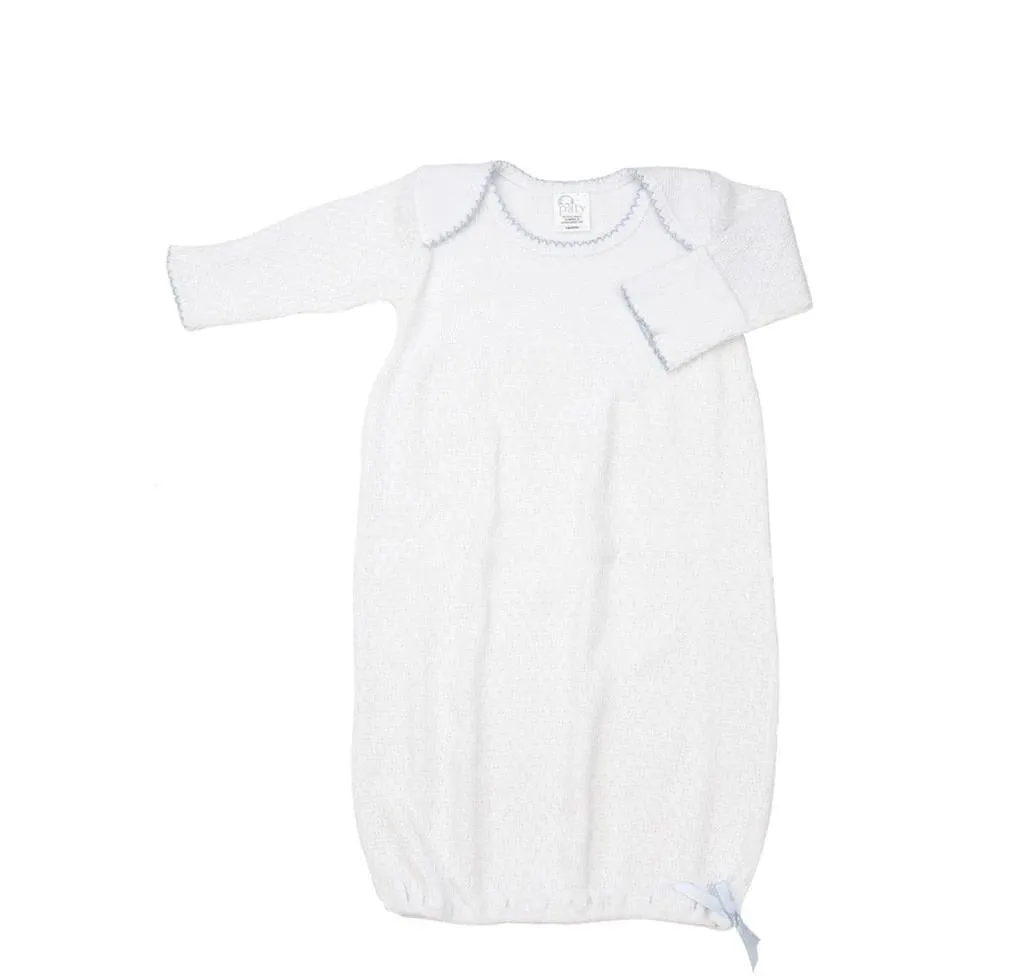 Long Sleeve Lap Shoulder Gown - White/Blue