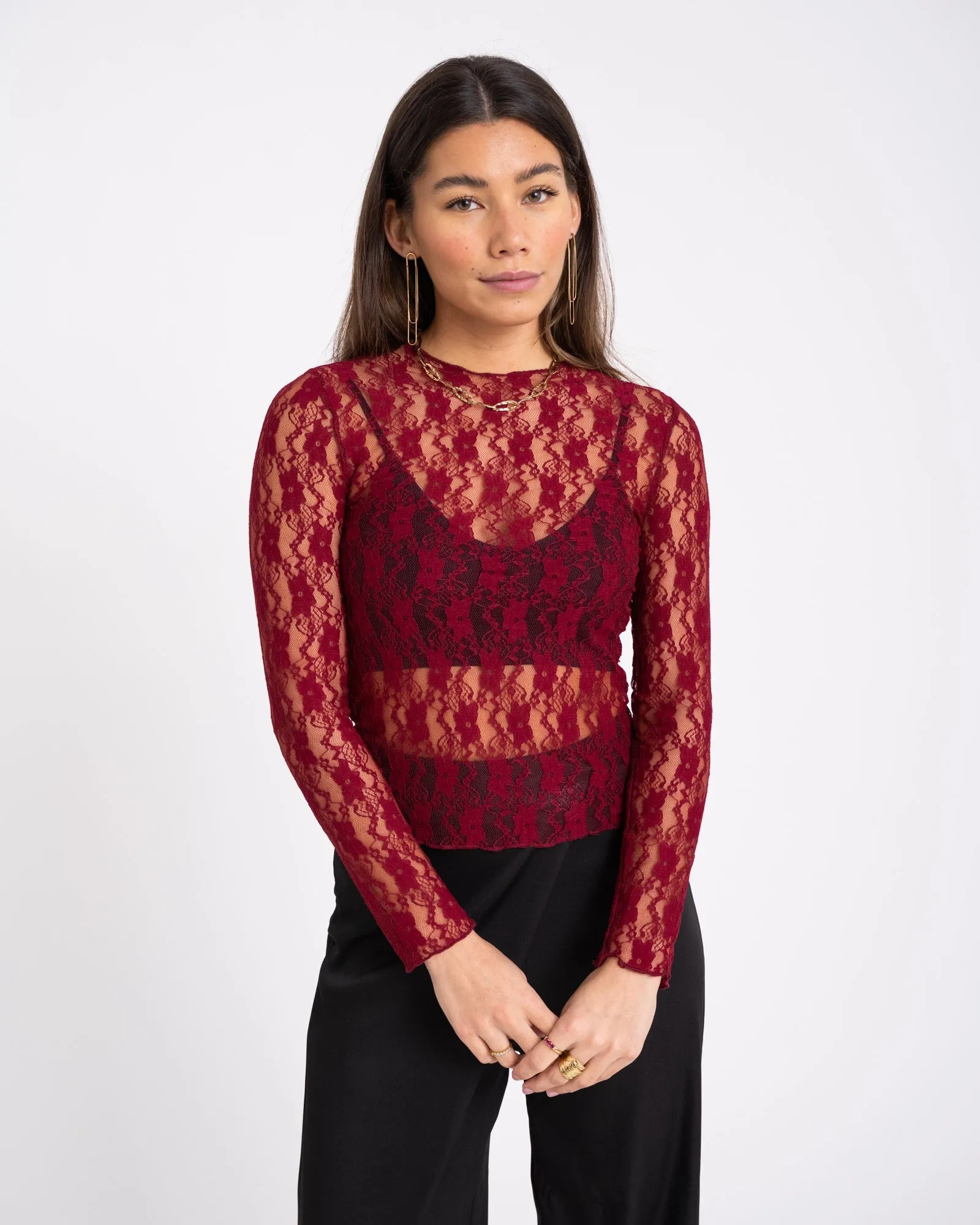 Lucy Lace top Bordeaux