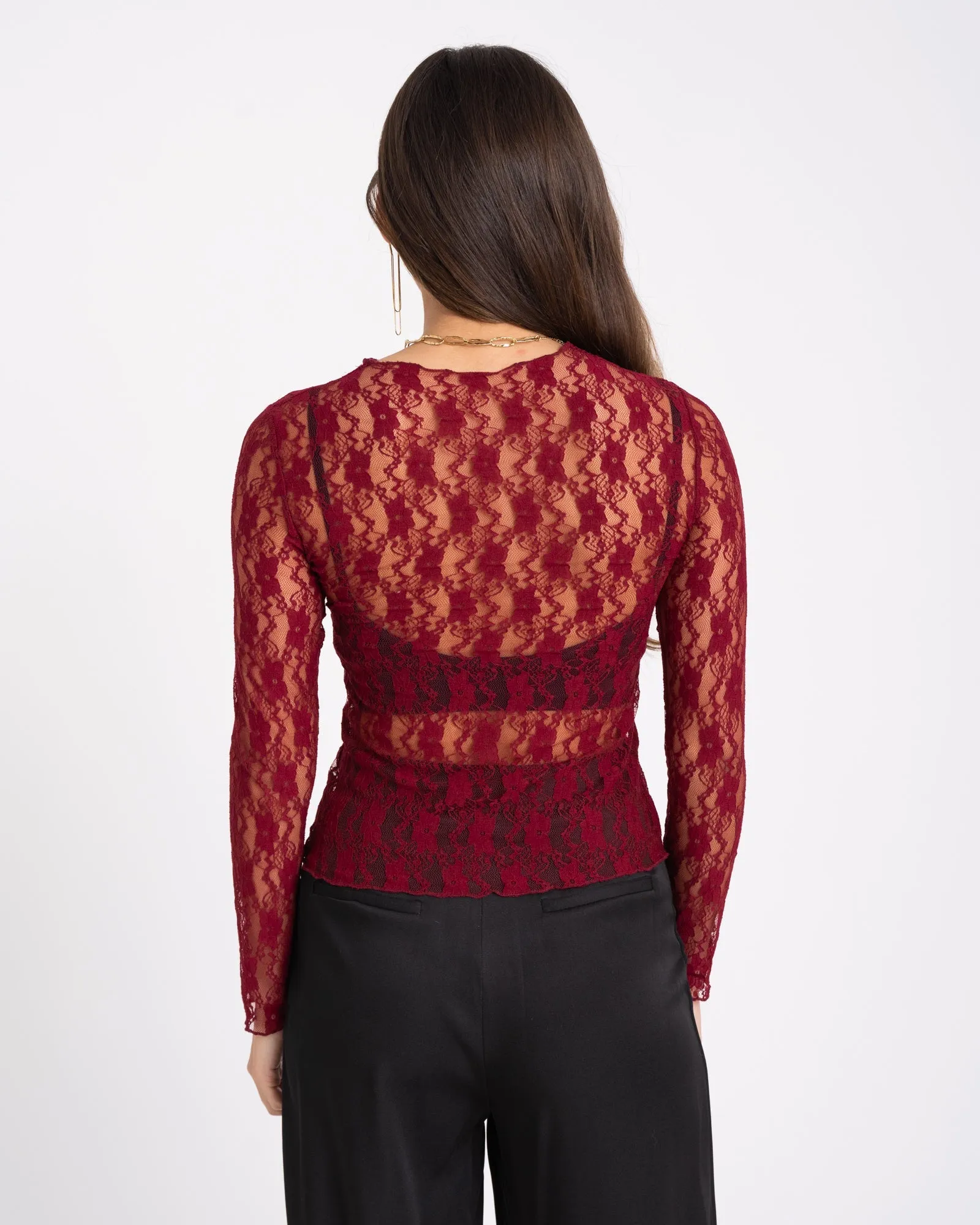 Lucy Lace top Bordeaux