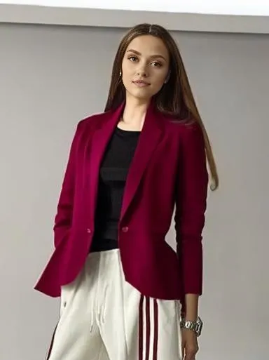 Modern Womens Work Suit Sets Suit Blazer Top and Comfortable Loose Sporty Pant