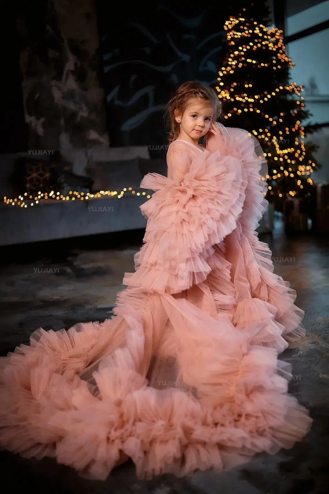 Mother-Daughter Puffy Tulle Photoshoot Gowns
