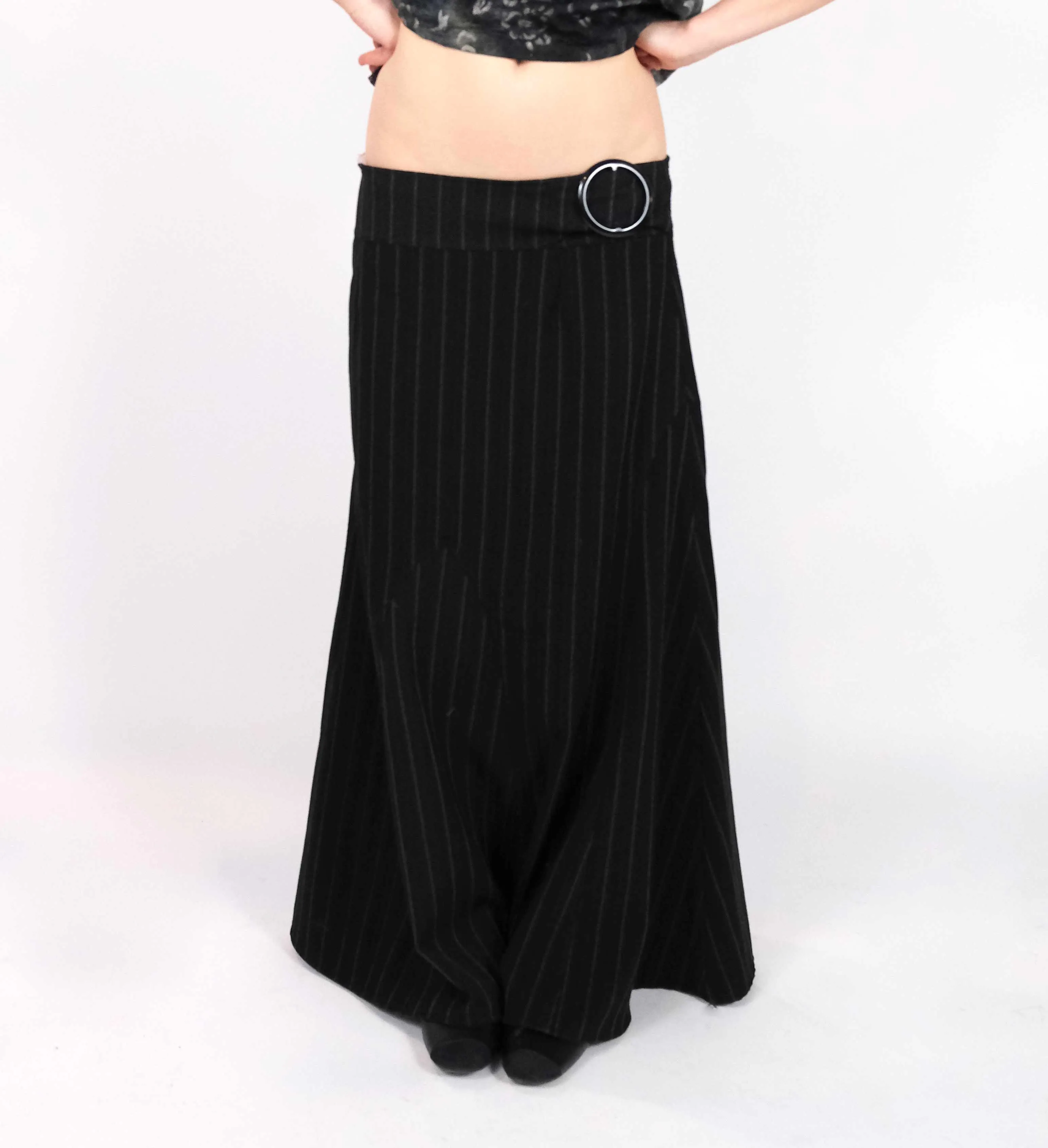 Noir Pinstripe Maxi Skirt (Small)